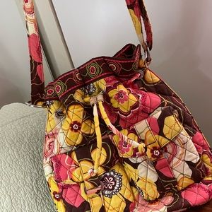 Vera Bradley Bucket Bag 11 x 12 x 5 super cute yellow, brown and salmon.